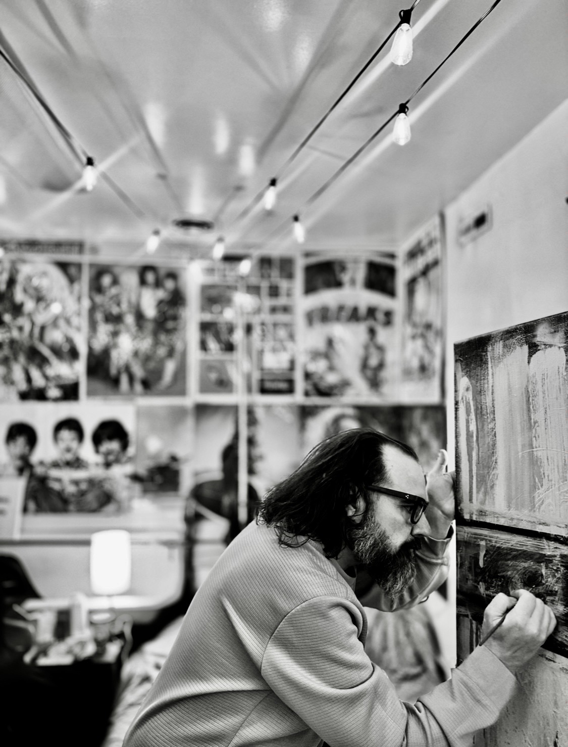 Ben working on a painting in his studio