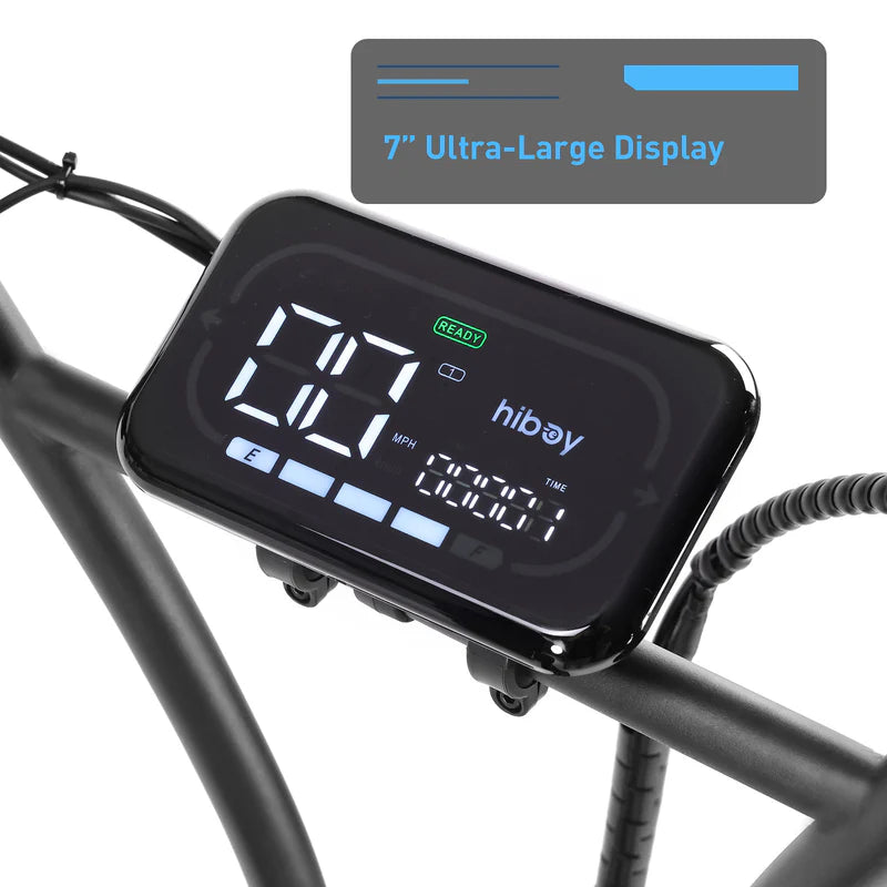 Hiboy U2 Pro 7 inch ultra large display showing speed and battery indicators