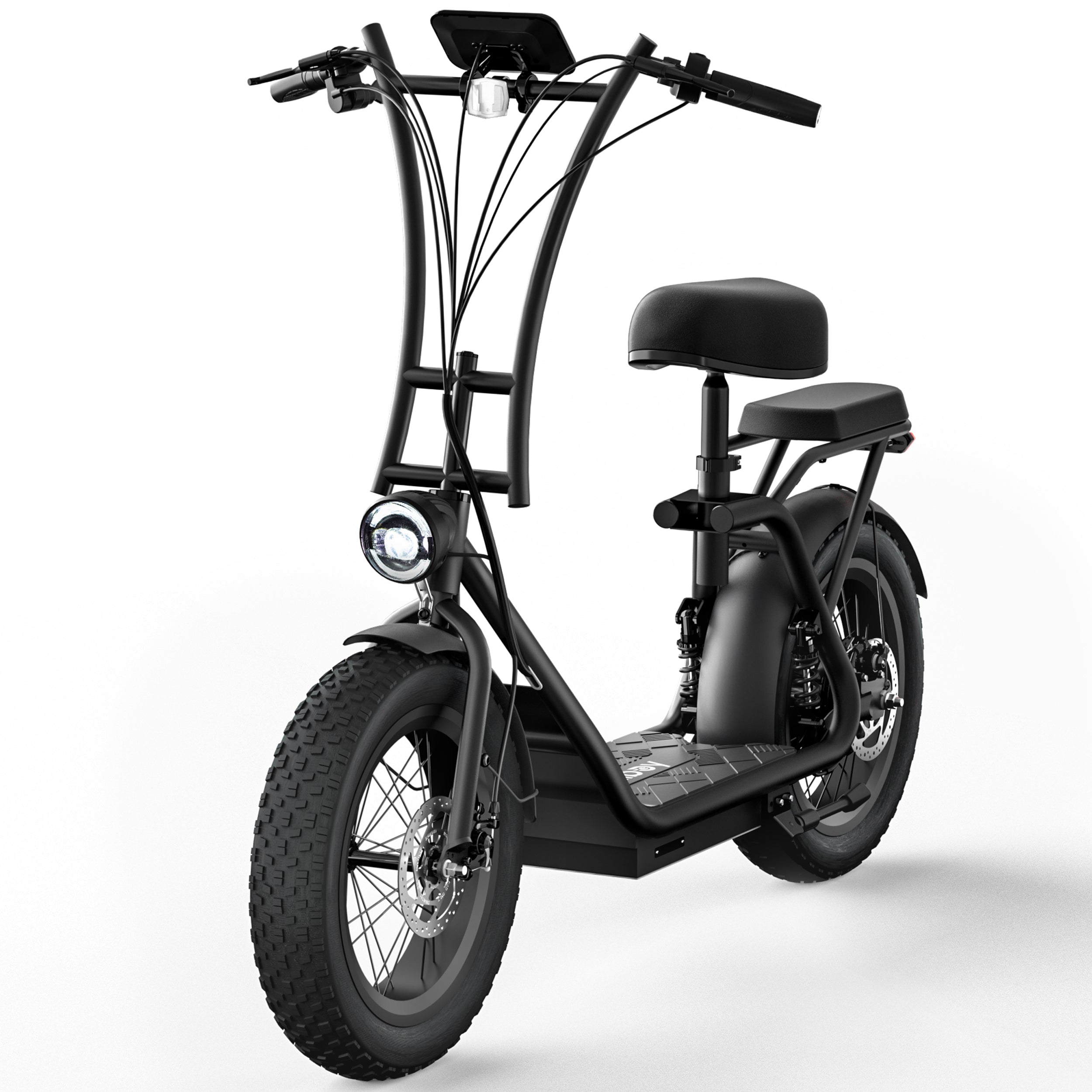 Hiboy U2 Pro electric scooter front angle showing headlight, fat front tire, and seat