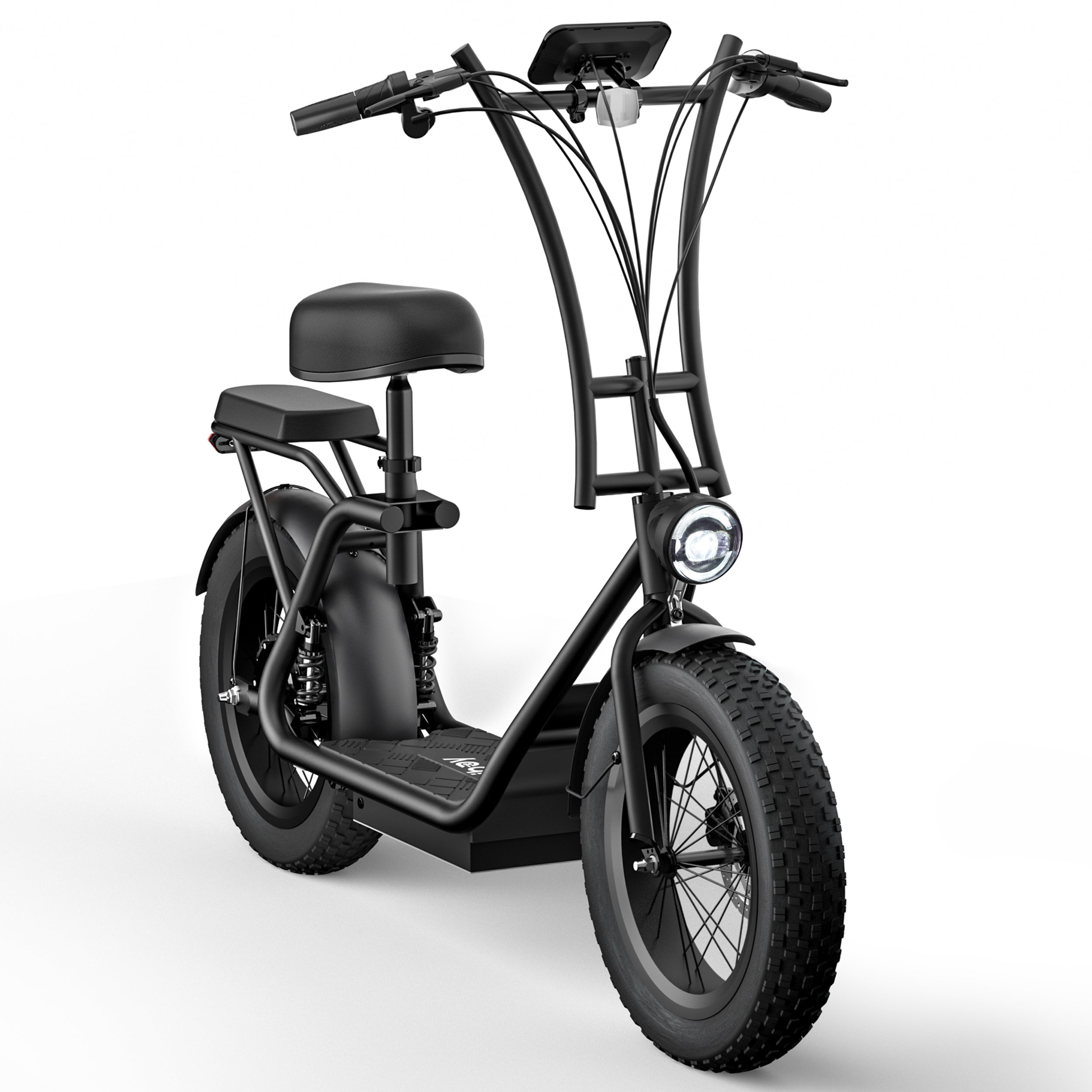 Front three quarter view of Hiboy U2 Pro electric scooter with headlight and 16×4 fat tires