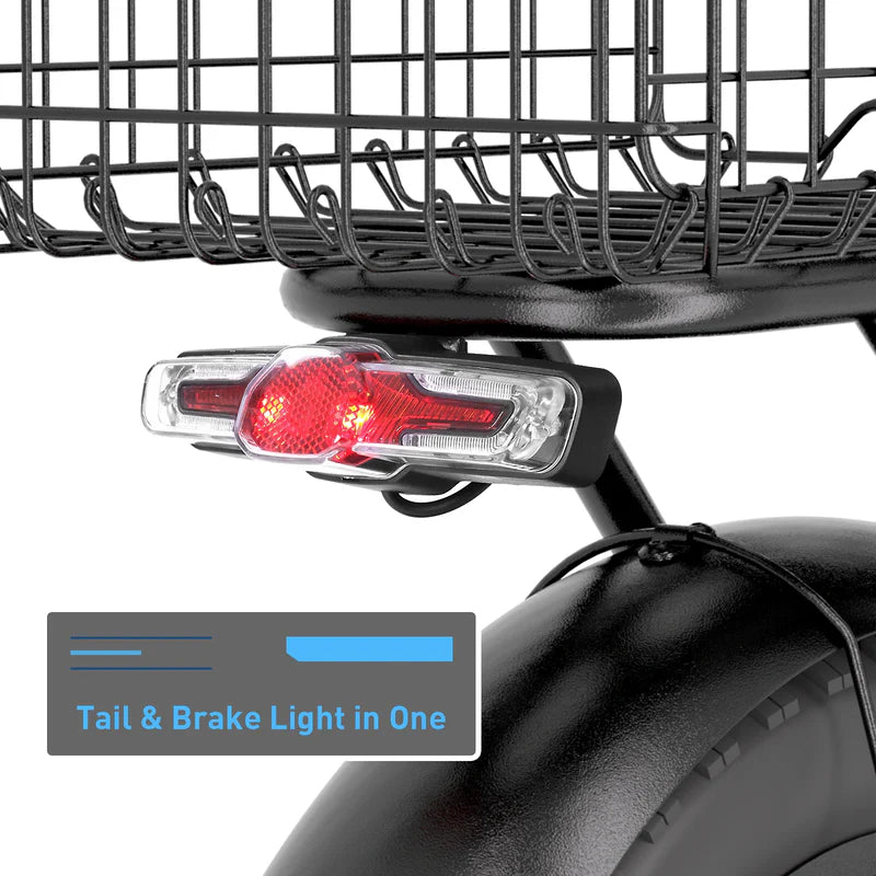 Hiboy U2 Pro tail and brake light in one mounted under rear cargo rack