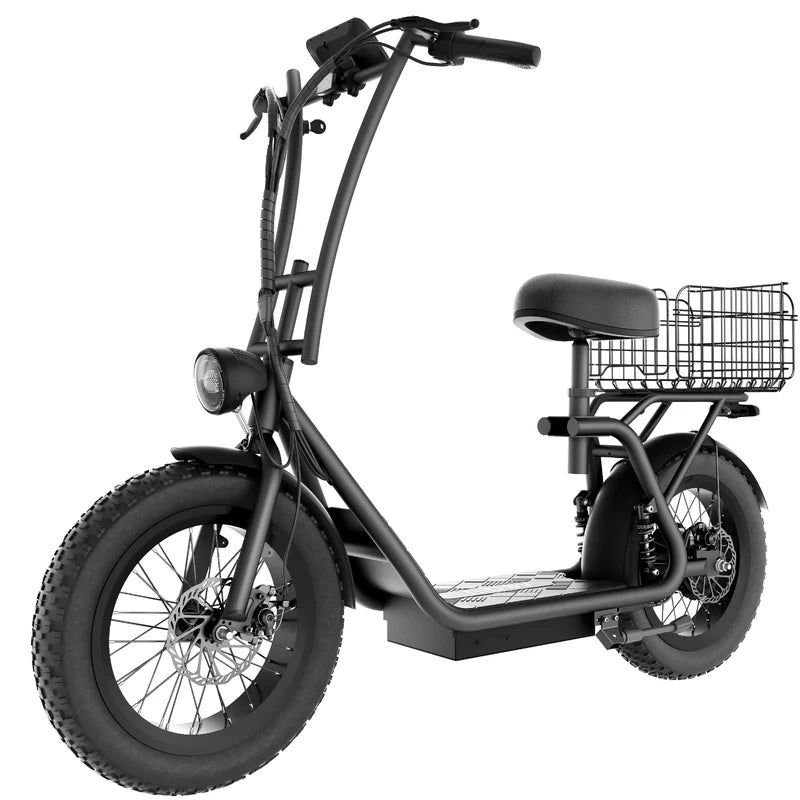 Hiboy U2 Pro electric scooter with rear basket and fat tires three quarter view
